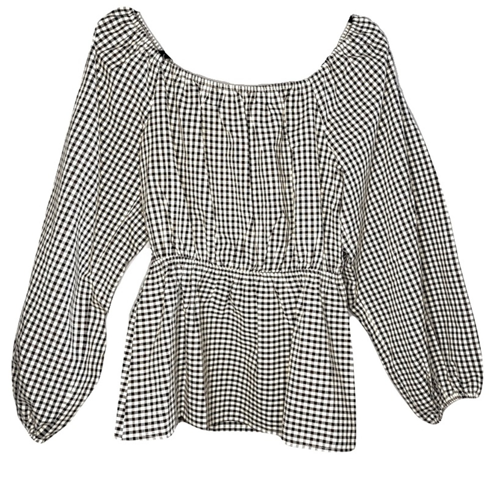 🖤🤍Black & White Check Print~Andree by Unit Long Sleeve Tunic~ NWT~ Sz Sm🤍🖤